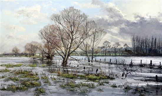 Brian Bennett PPROI (1927-) River Thame in the flood, 18 x 30in.